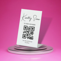 Eenvoudige chique minimale QR-code bruiloft menu