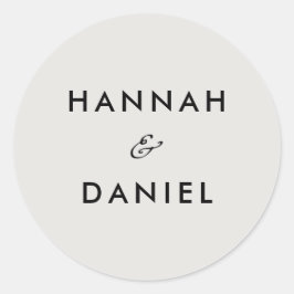 Eenvoudige chique minimalistische bruiloft uitnodi ronde sticker