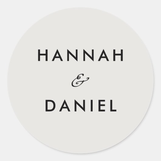 Eenvoudige chique minimalistische bruiloft uitnodi ronde sticker (Voorkant)