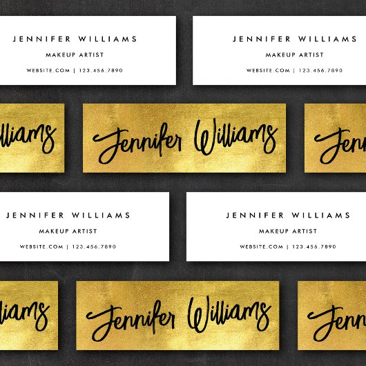 Eenvoudige chique minimalistische scriptnaam goud  mini visitekaartje