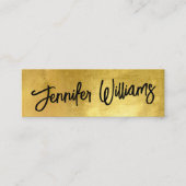 Eenvoudige chique minimalistische scriptnaam goud  mini visitekaartje (Voorkant)