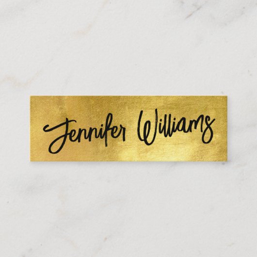 Eenvoudige chique minimalistische scriptnaam goud mini visitekaartje (Voorkant)