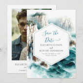 Eenvoudige chique nautische bruiloft save the date (Voorkant / Achterkant)