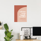 Eenvoudige chique perzikboog Gelukkig ooit na Welk Poster (Thuiskantoor)
