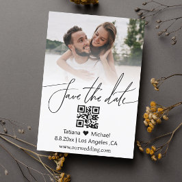 Eenvoudige chique QR code paar foto opslaan van de Save The Date