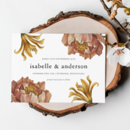 Eenvoudige chique rustieke bloemenfoto bruiloft save the date