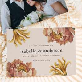 Eenvoudige chique rustieke bloemenfoto bruiloft save the date