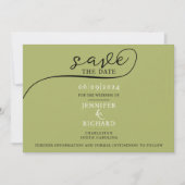 Eenvoudige chique salie groen rustieke bruiloft fo save the date (Voorkant)