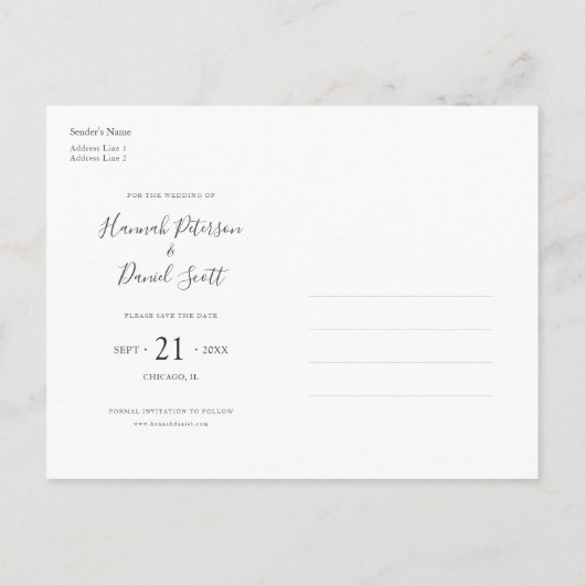 Eenvoudige chique Sjabloon Save the Date Photo Bri (Achterkant)