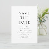 Eenvoudige chique typografie Fotobruiloft Sla de d Save The Date (Staand voorkant)