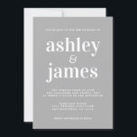 Eenvoudige chique typografie licht grijs bruiloft kaart<br><div class="desc">Eenvoudige en chique bruiloft uitnodiging beschikt over witte stijlvolle, elegante en moderne typografie op een lichtgrijze achtergrond. Voeg gewoon uw trouwgegevens toe. Exclusief voor u ontworpen door Happy Dolphin Studio. Als u hulp of bijpassende producten nodig hebt, neem dan contact met ons op via happydolphinstudio@outlook.com. We helpen je graag om...</div>