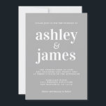 Eenvoudige chique typografie licht grijs bruiloft kaart<br><div class="desc">Eenvoudige en chique bruiloft uitnodiging beschikt over witte stijlvolle, elegante en moderne typografie op een lichtgrijze achtergrond. Voeg gewoon uw trouwgegevens toe. Exclusief voor u ontworpen door Happy Dolphin Studio. Als u hulp of bijpassende producten nodig hebt, neem dan contact met ons op via happydolphinstudio@outlook.com. We helpen je graag om...</div>