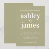 Eenvoudige chique typografie Sage Groene bruiloft Kaart (Voorkant / Achterkant)