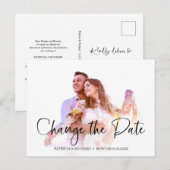 Eenvoudige chique wijziging van trouwdatum uitgest briefkaart (Voorkant / Achterkant)