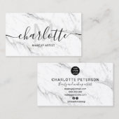 Eenvoudige chique witte marmeren naam make-up logo visitekaartje (Voorkant / Achterkant)