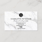 Eenvoudige chique witte marmeren naam make-up logo visitekaartje (Achterkant)