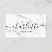 Eenvoudige chique witte marmeren naam make-up logo visitekaartje (Voorkant)
