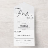 Eenvoudige chique zwart-wit elegante bruiloft all in one uitnodiging (Binnen)