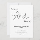 Eenvoudige chique zwart-wit elegante bruiloft kaart (Voorkant)