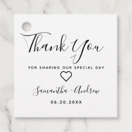 Eenvoudige chique zwart wit modern dank u bruiloft bedankjes labels