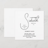 Eenvoudige chique zwart-wit zestigste verjaardag bedankkaart (Voorkant / Achterkant)