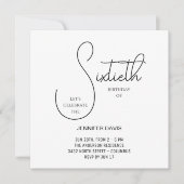 Eenvoudige chique zwart-wit zestigste verjaardag bedankkaart (Voorkant)