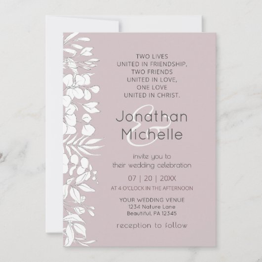 Eenvoudige Christelijke bruiloft met witte ketting Kaart (Voorkant)