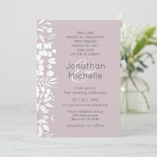 Eenvoudige Christelijke bruiloft met witte ketting Kaart (Staand voorkant)