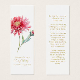 Eenvoudige Chrysanthemum Rouwherdenkingsbladwijzer Mini Visitekaartjes