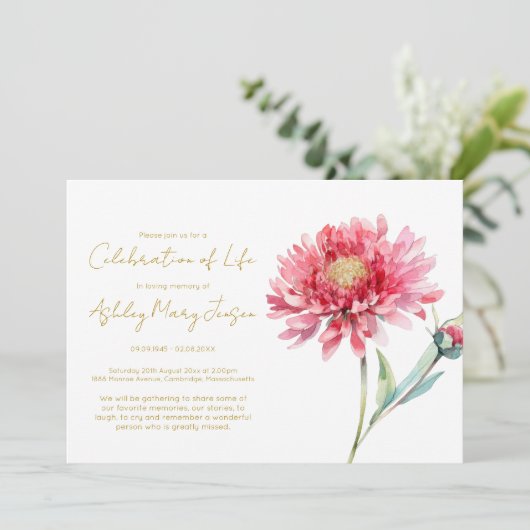 Eenvoudige Chrysanthemum Viering van het Leven Uit Kaart (Staand voorkant)