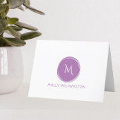 Eenvoudige circulaire monogram Lavender gevouwen n Bedankkaart
