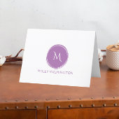 Eenvoudige circulaire monogram Lavender gevouwen n Bedankkaart