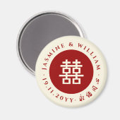 Eenvoudige Cirkel dubbelgeluk Chinese bruiloft Magneet (Voorkant / Achterkant)