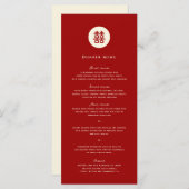 Eenvoudige Cirkel dubbelgeluk Chinese bruiloft Menu (Voorkant / Achterkant)