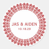 Eenvoudige Cirkel dubbelgeluk Chinese bruiloft Ronde Sticker (Voorkant)