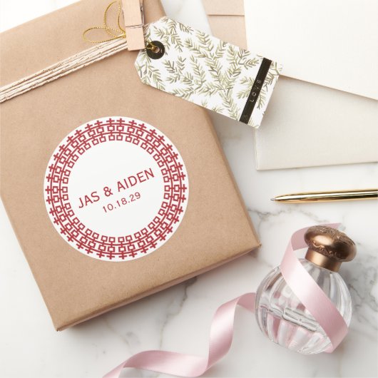 Eenvoudige Cirkel dubbelgeluk Chinese bruiloft Ronde Sticker (Geschenken)