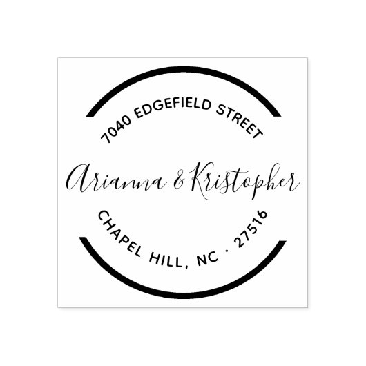 Eenvoudige Cirkel Schoon en Duidelijk Mr & Mrs Rubberstempel (Afrduk)