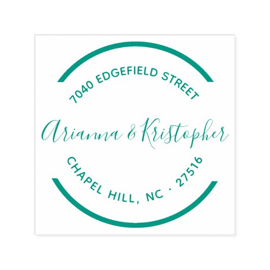 Eenvoudige Cirkel Schoon en Duidelijk Mr & Mrs Zelfinktende Stempel (Design)