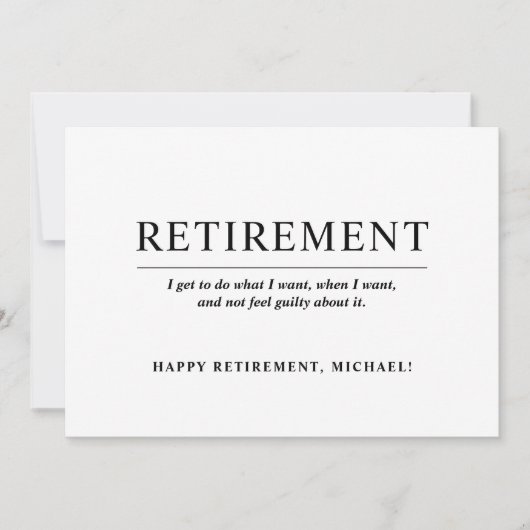 Eenvoudige Citaat Zwarte en Witte Pensioenpartij Kaart (Voorkant)