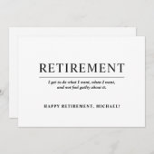 Eenvoudige Citaat Zwarte en Witte Pensioenpartij Kaart (Voorkant / Achterkant)