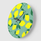 Eenvoudige citroen, groene achtergrond print. grote klok (Hoek)