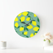 Eenvoudige citroen, groene achtergrond print. grote klok (Huis)