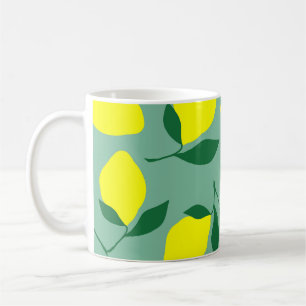 Eenvoudige citroen, groene achtergrond print. koffiemok