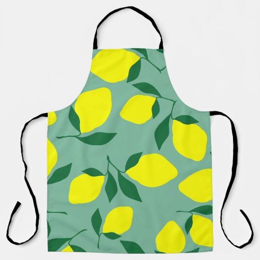 Eenvoudige citroen, groene achtergrond print. schort (Voorkant)