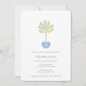 Eenvoudige citroenboom blauwe gele jongen baby sho kaart (Voorkant)