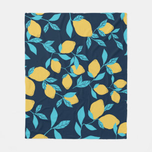 Eenvoudige citrus: citroenen op blauw. fleece deken