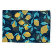 Eenvoudige citrus: citroenen op blauw. kussensloop (Achterkant)