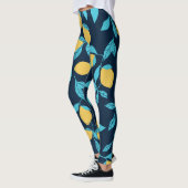 Eenvoudige citrus: citroenen op blauw. leggings (Links)