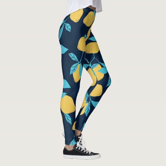 Eenvoudige citrus: citroenen op blauw. leggings (Rechts)
