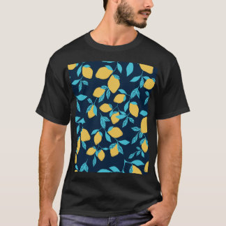 Eenvoudige citrus: citroenen op blauw. t-shirt